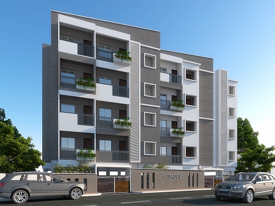 Contemporary multi-storey apartment building with balconies