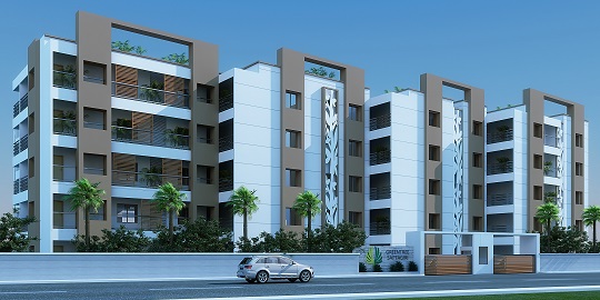 Contemporary multi-storey residential building with balconies